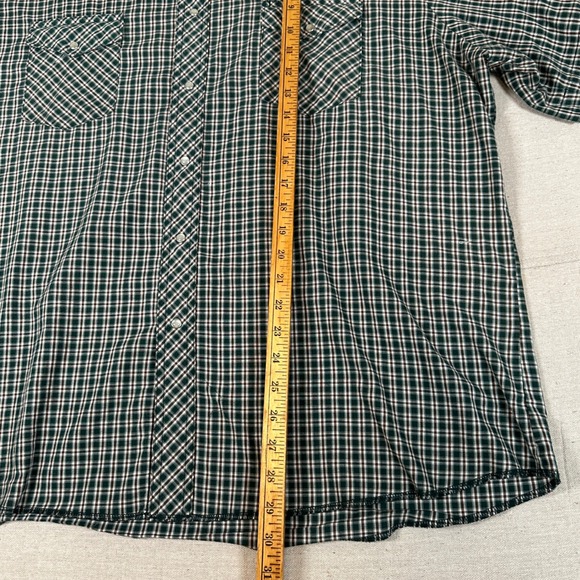 Wrangler Mens Green Plaid Short Sleeve Western Pearl Snap Shirt Size 2XL - Picture 5 of 7